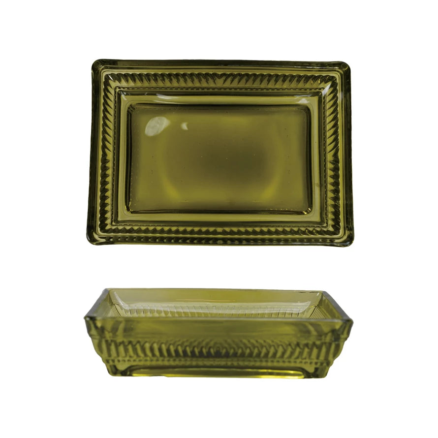 Jabonera Vidrio Verde Rectangular