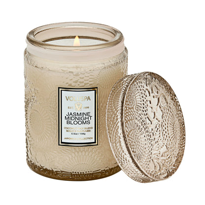 Vela vidrio pequeña Jasmine Midnight Blooms