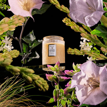 Vela vidrio pequeña Jasmine Midnight Blooms
